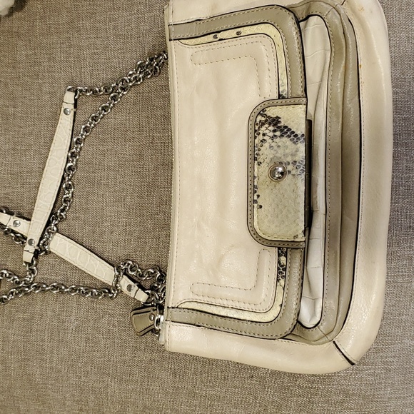 Coach kristin willow  small cream leather womens  shoulder bag with chain straps - Picture 3 of 14